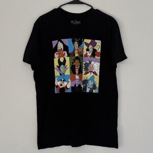 Disney Villians T-Shirt Unisex Large Black Maleficent Ursula‎ Cruella Deville